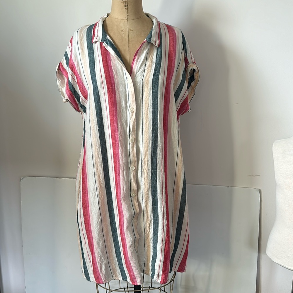 Thread and Supply linen blend Dress striped tunic Casual L - Picture 3 of 9